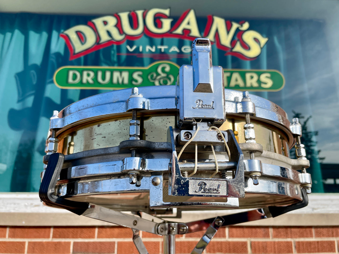 Pearl 3.5x14 Free Floating Brass Shell Piccolo Snare Drum 1st Gen