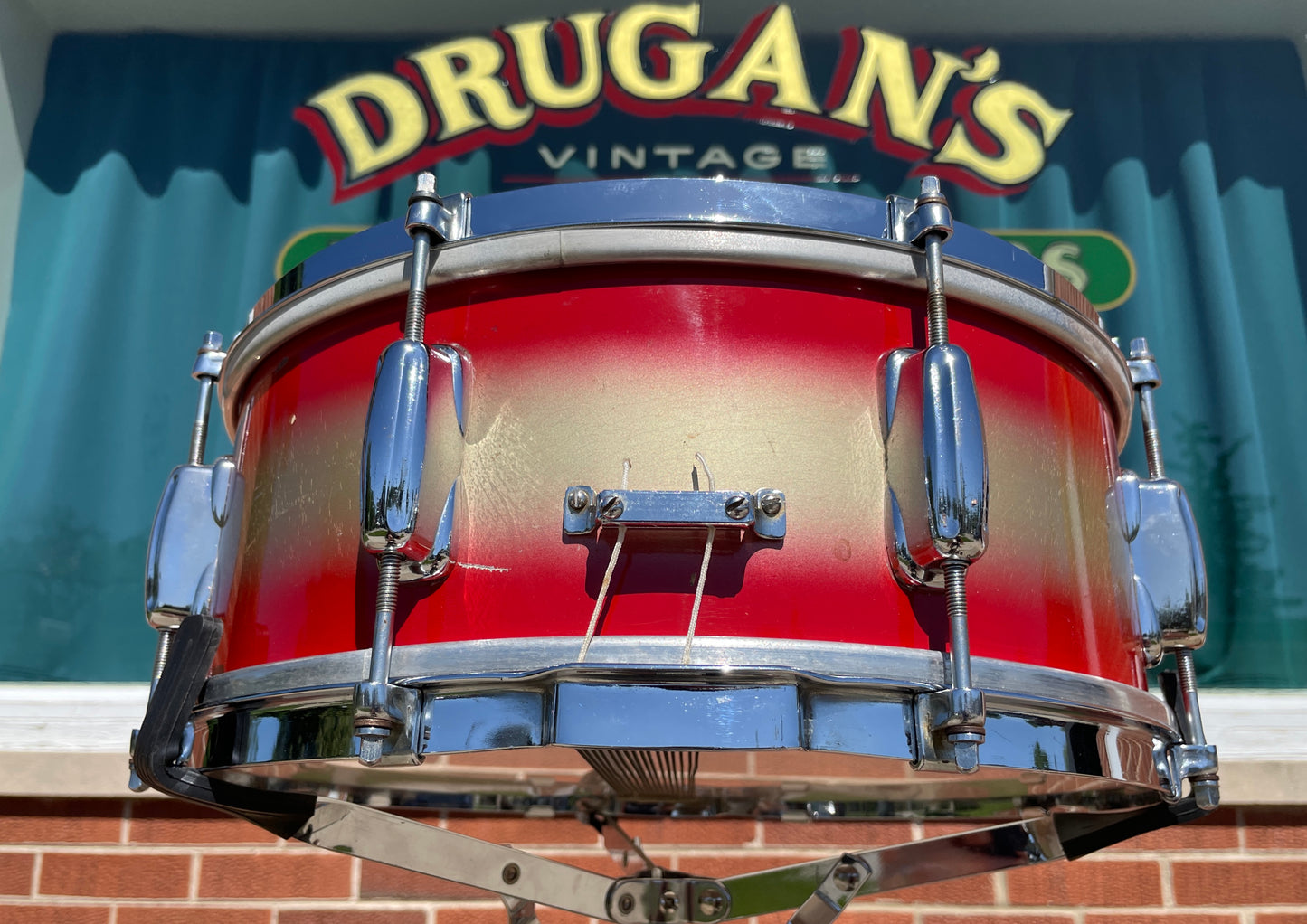 1958 Slingerland 5.5x14 No. 151 Student Model Snare Drum Red / Gold Duco 8-Lug