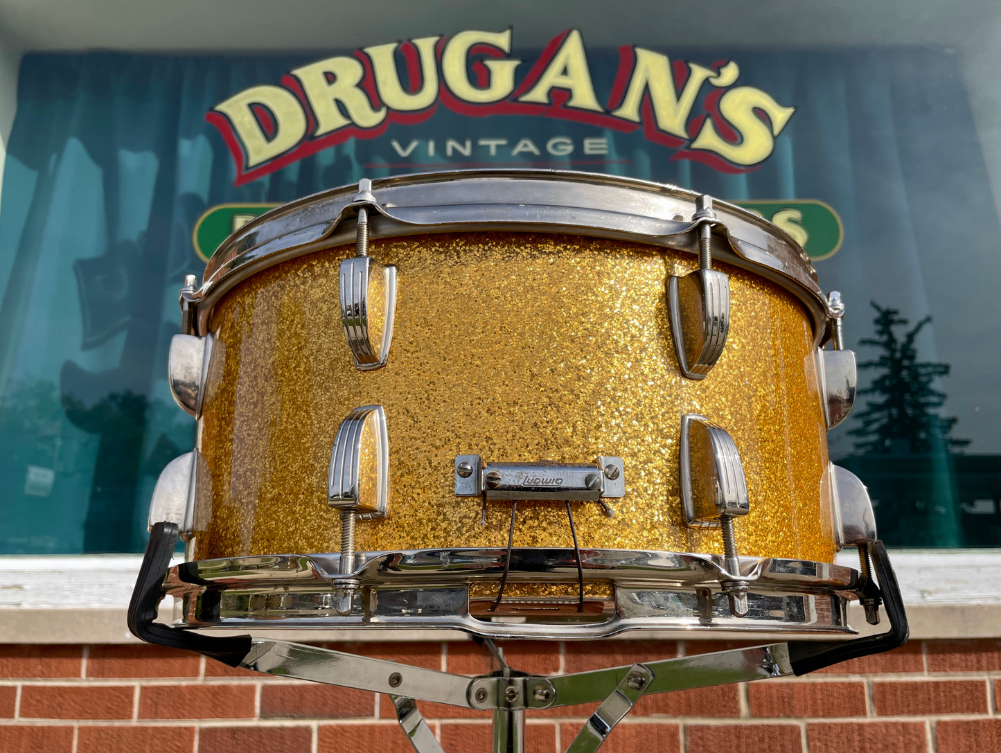 1962 Ludwig 6.5x14 No. 912 School Festival Snare Drum Gold Sparkle Pre-Serial