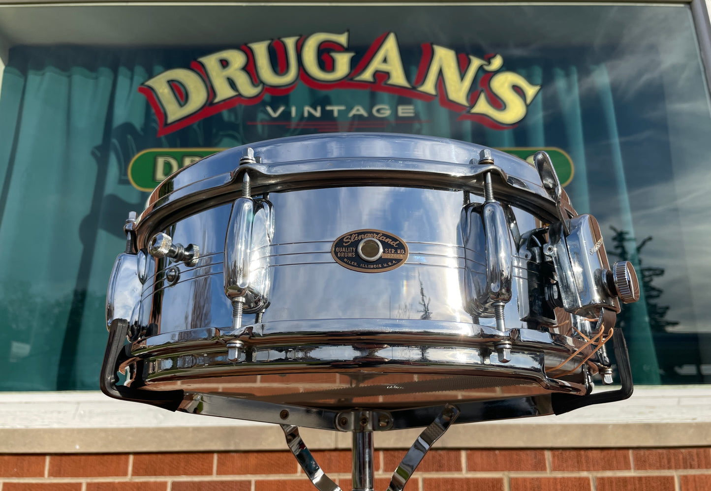 1960s Slingerland No. 130 Gene Krupa 5x14 Sound King Chrome Over Brass Snare Drum w/ Zoomatic Strainer