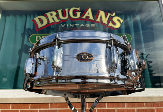 1960s Slingerland No. 130 Gene Krupa 5x14 Sound King Chrome Over Brass Snare Drum w/ Zoomatic Strainer