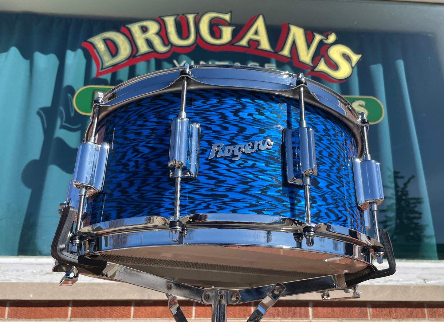 Rogers 6.5x14 Wood Dyna-Sonic Snare Drum Blue Onyx Dynasonic Reissue #37-BLO