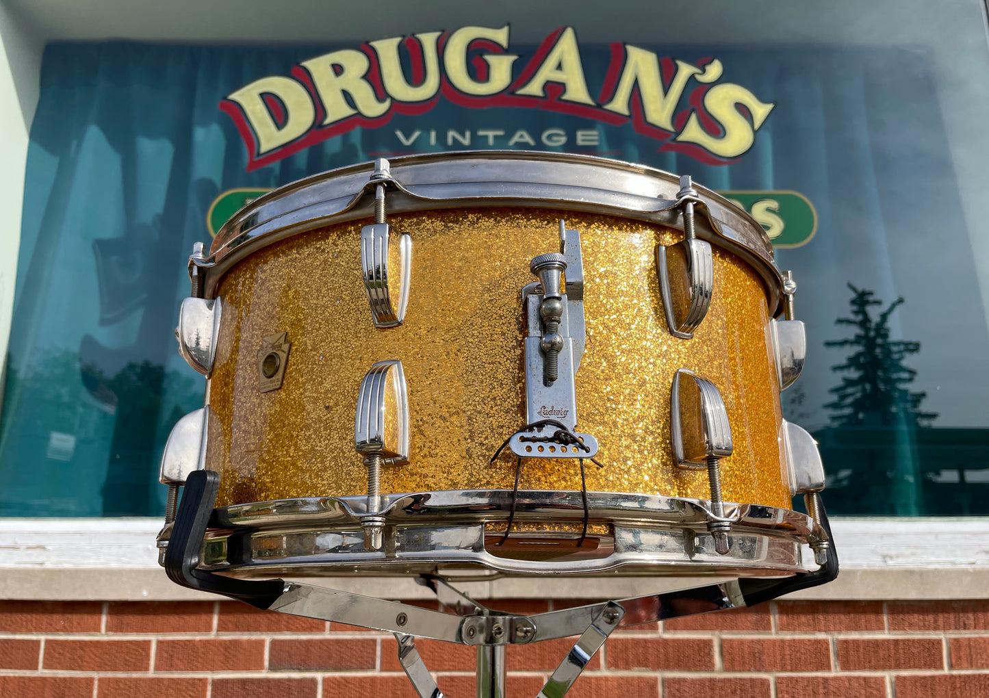 1962 Ludwig 6.5x14 No. 912 School Festival Snare Drum Gold Sparkle Pre-Serial