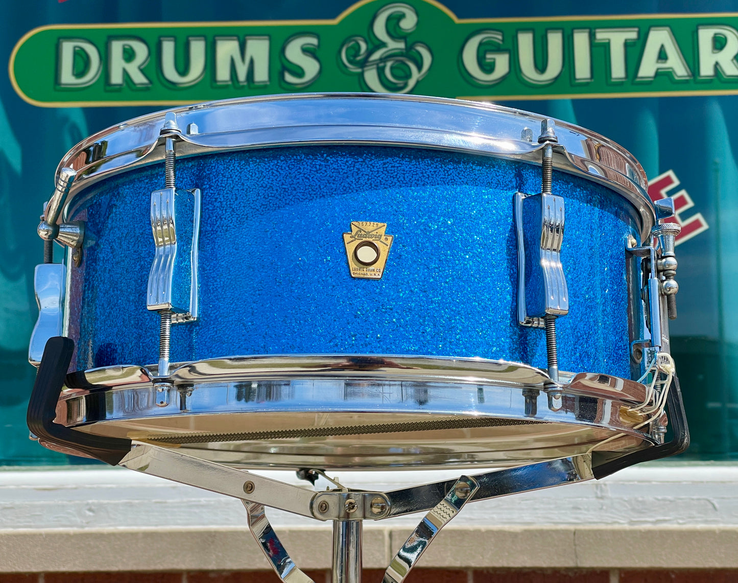 1966 Ludwig 5x14 Pioneer Snare Drum Blue Sparkle