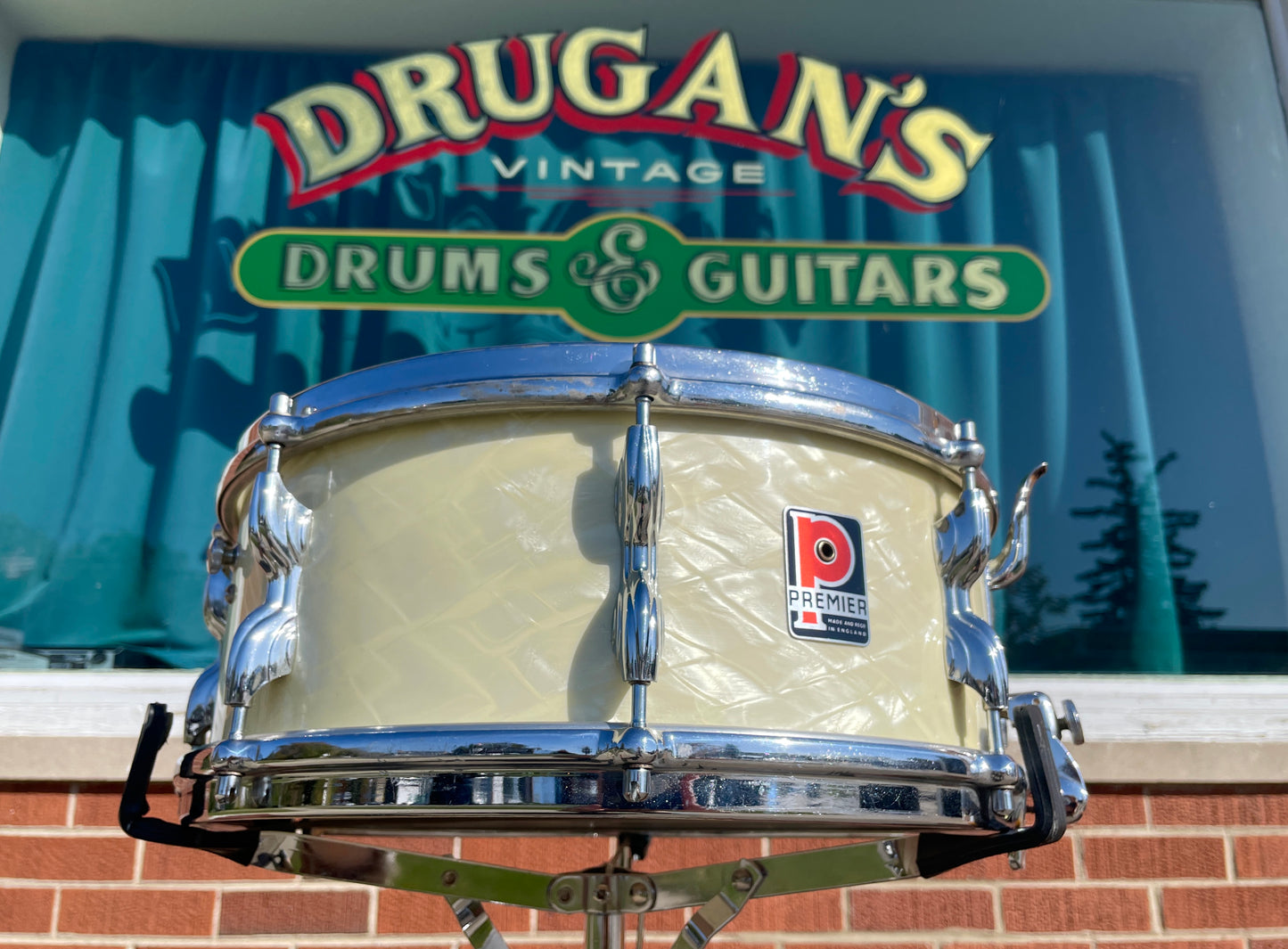 1950s Premier 5.5x14 Super Ace Snare Drum White Marine Pearl