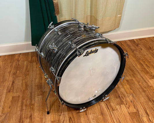 1966 Ludwig 14x20 Down Beat Bass Drum Oyster Black Pearl