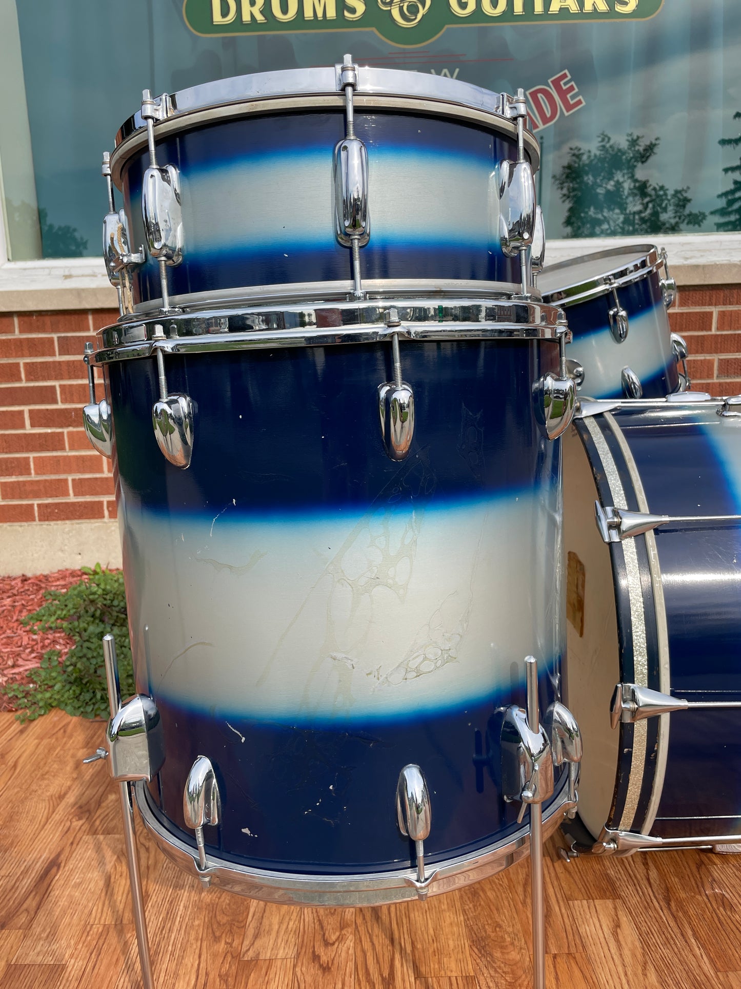 1960s Slingerland Blue & Silver Duco Drum Set 22/13/16/5.5x14