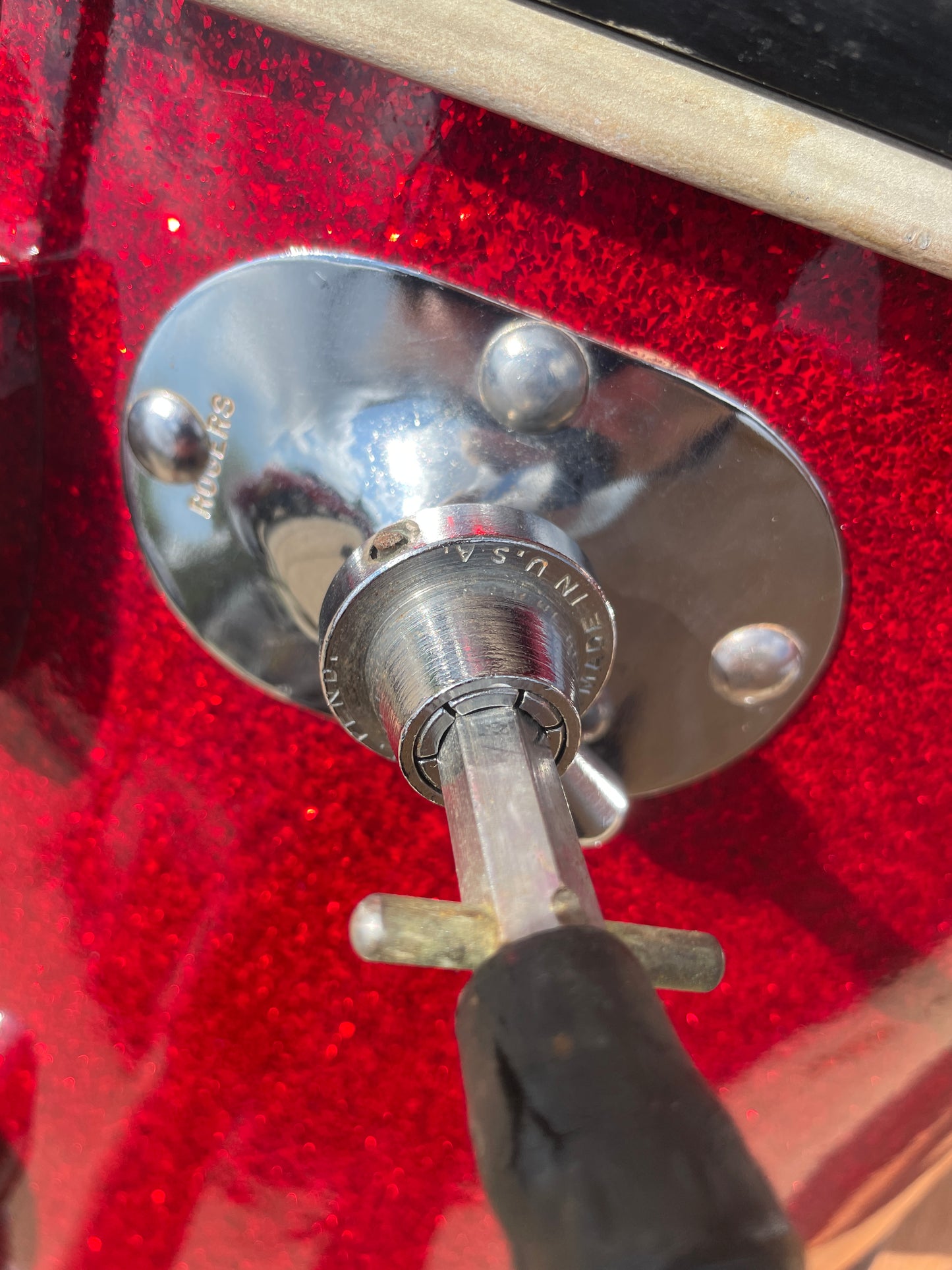 1960s Rogers 14x20 Holiday Bass Drum Single Sparkling Red Pearl Cleveland Glass Glitter Sparkle