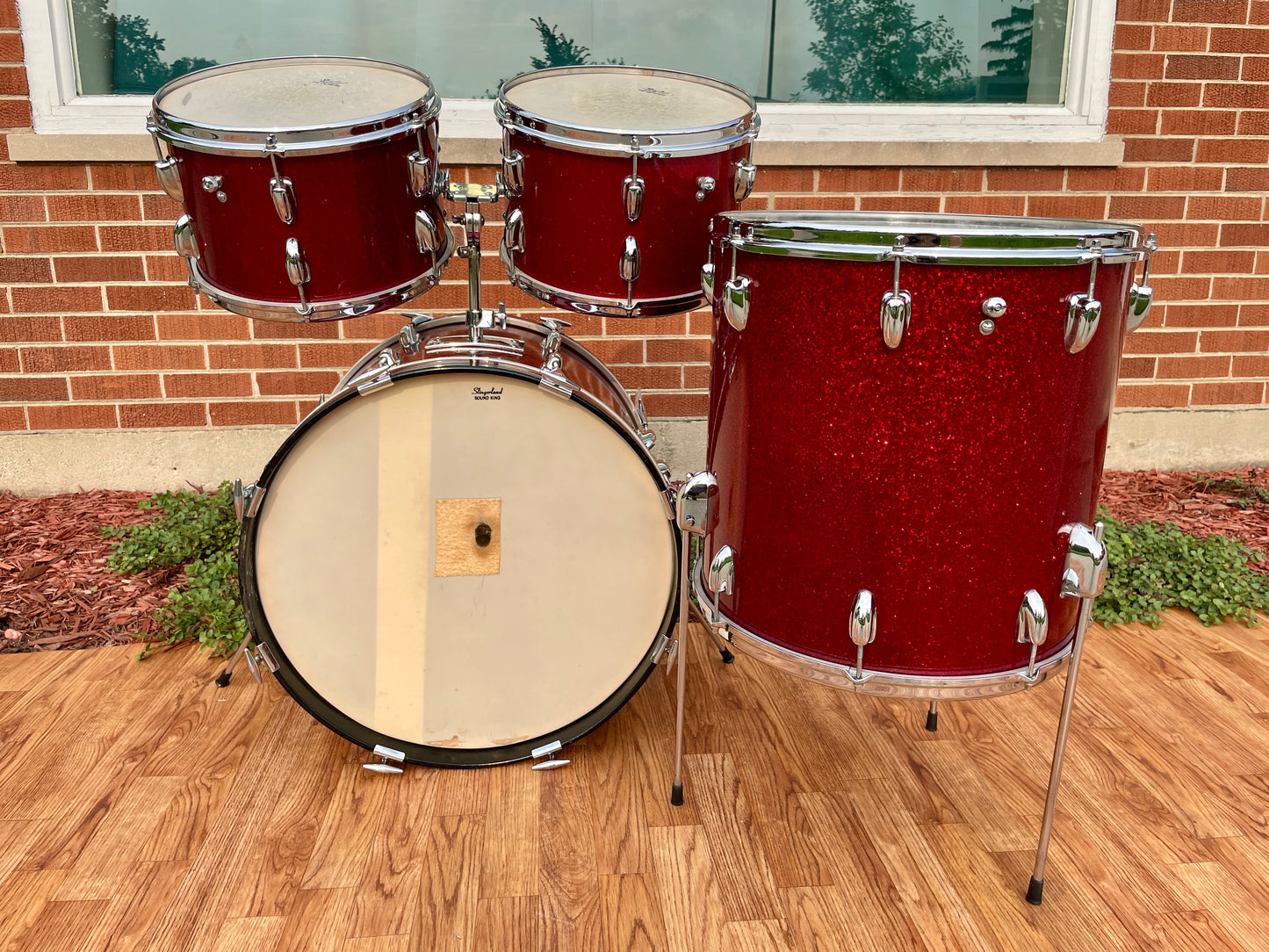 1963 Slingerland Modern Solo Outfit 2R Drum Set Red Glass Glitter Sparkle