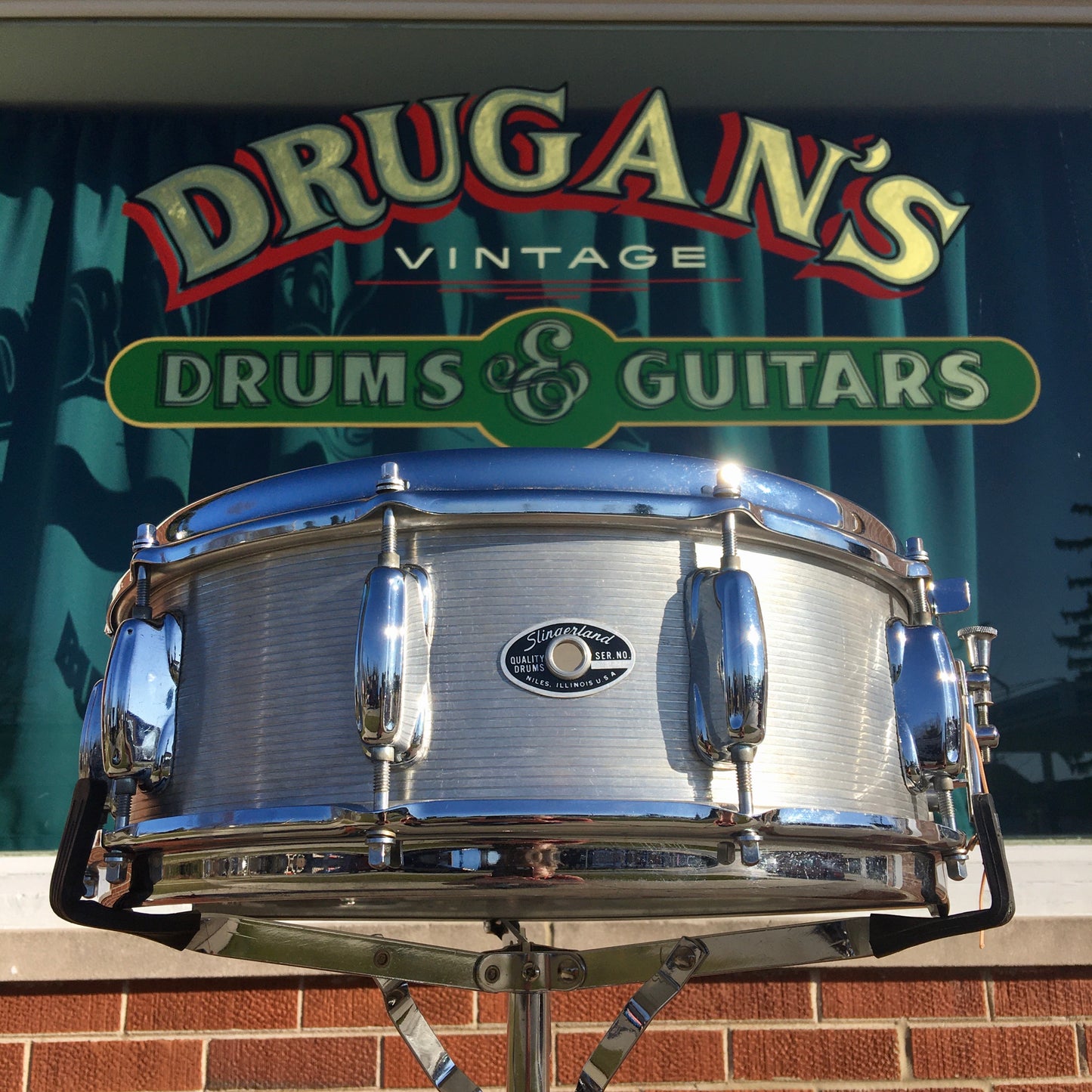 1970s Slingerland No. 140 5x14 Ribbed Aluminum Snare Drum