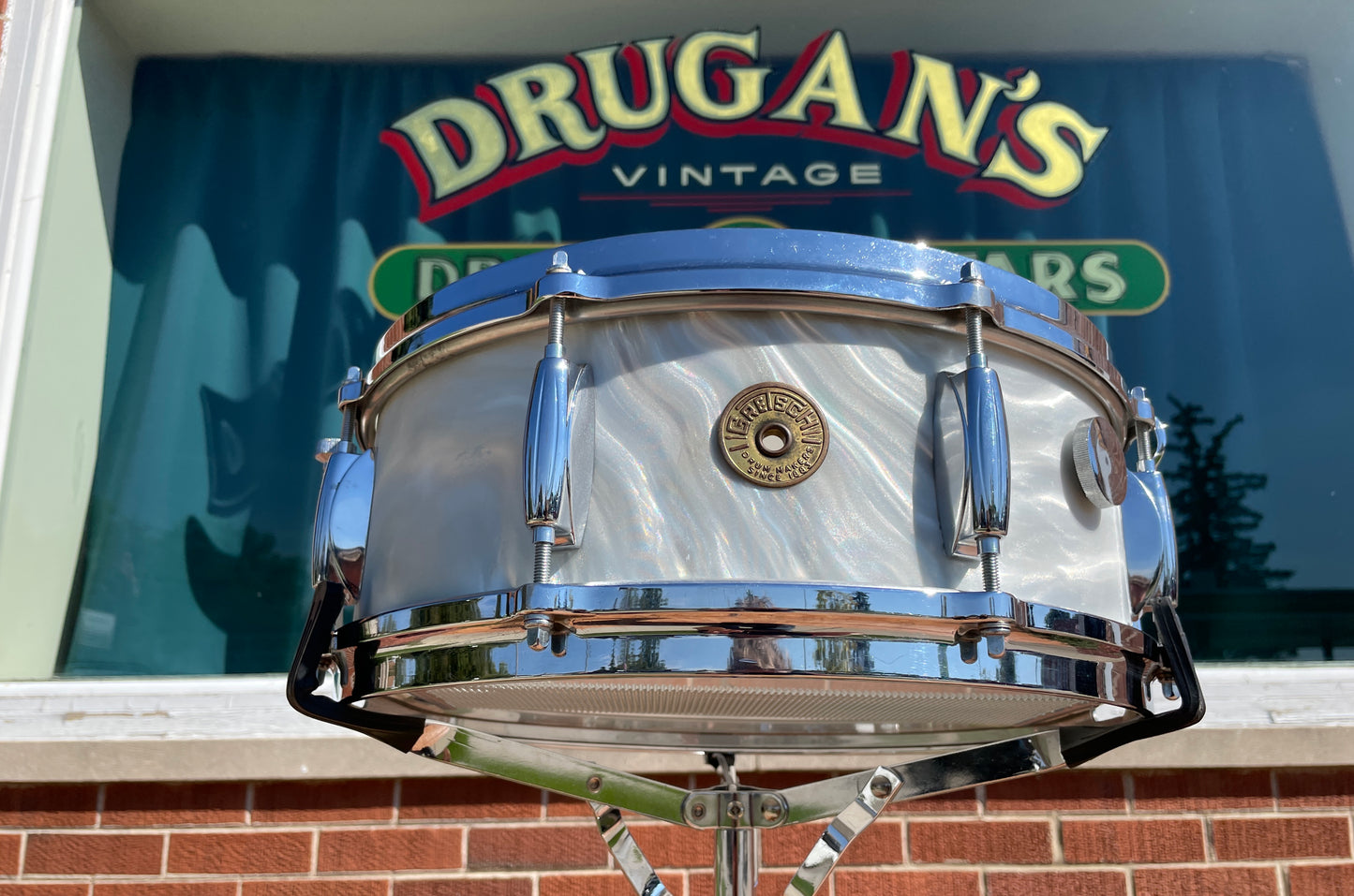 1960s Gretsch Progressive Jazz Drum Set Silver (White) Satin Flame