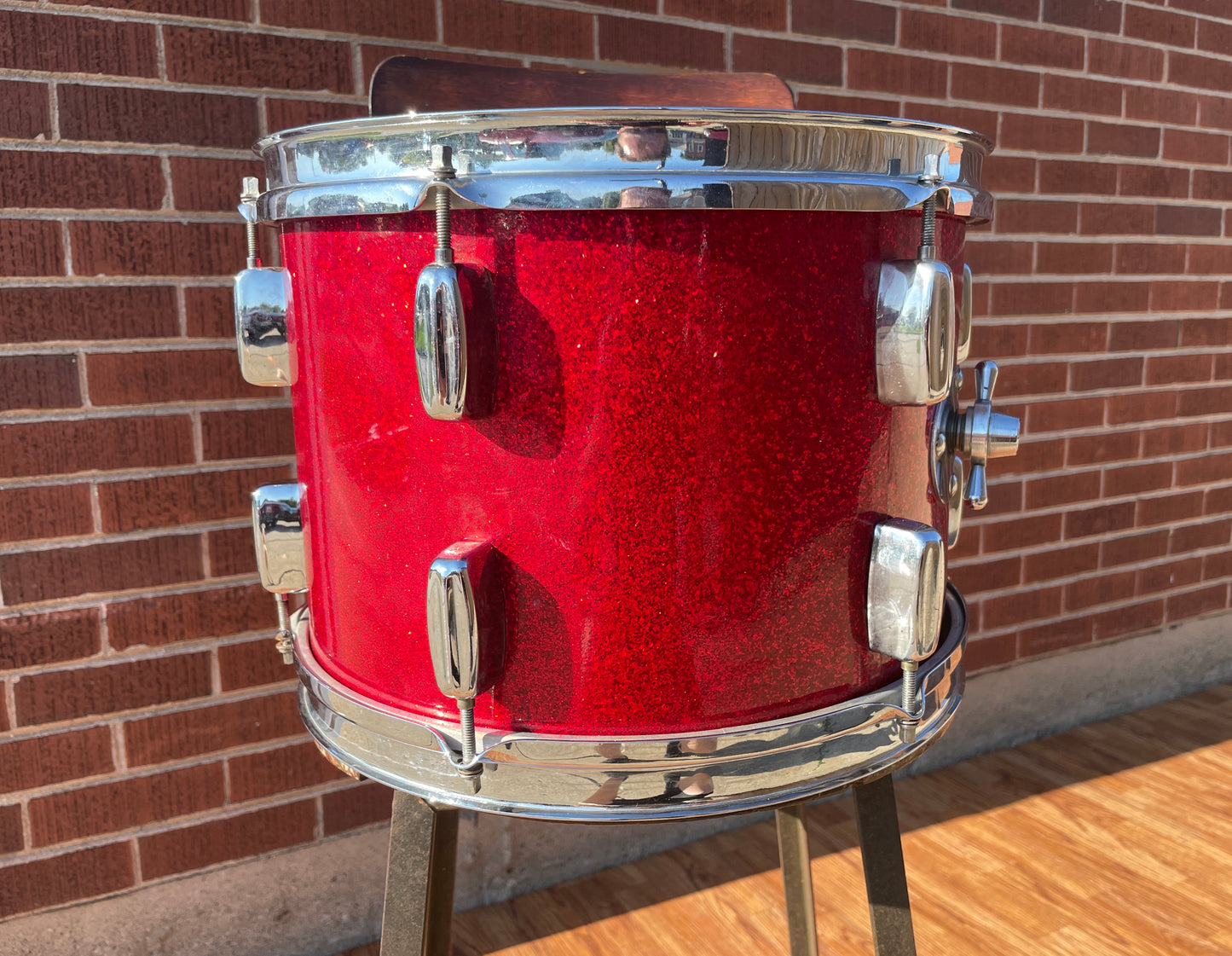 1960s Rogers 9x13 Holiday Tom Drum Sparkling Red Pearl Cleveland Glass Glitter Sparkle