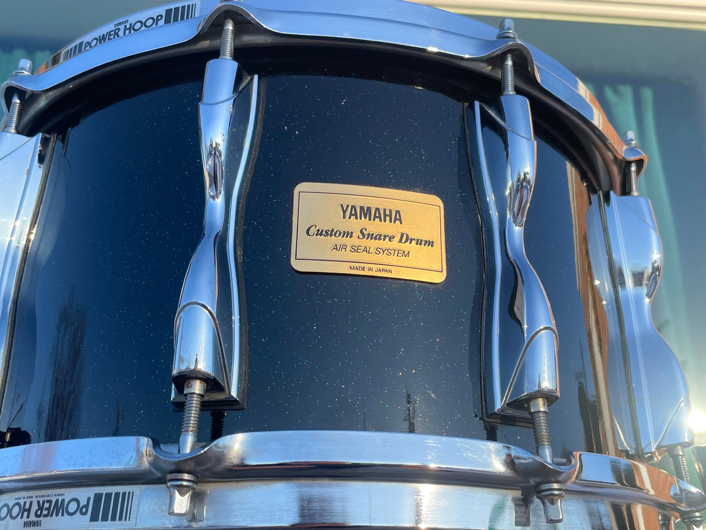 1980s Yamaha RSD-088 Rock Tour Custom 8x14 Snare Drum Black Rainbow Galaxy Sparkle