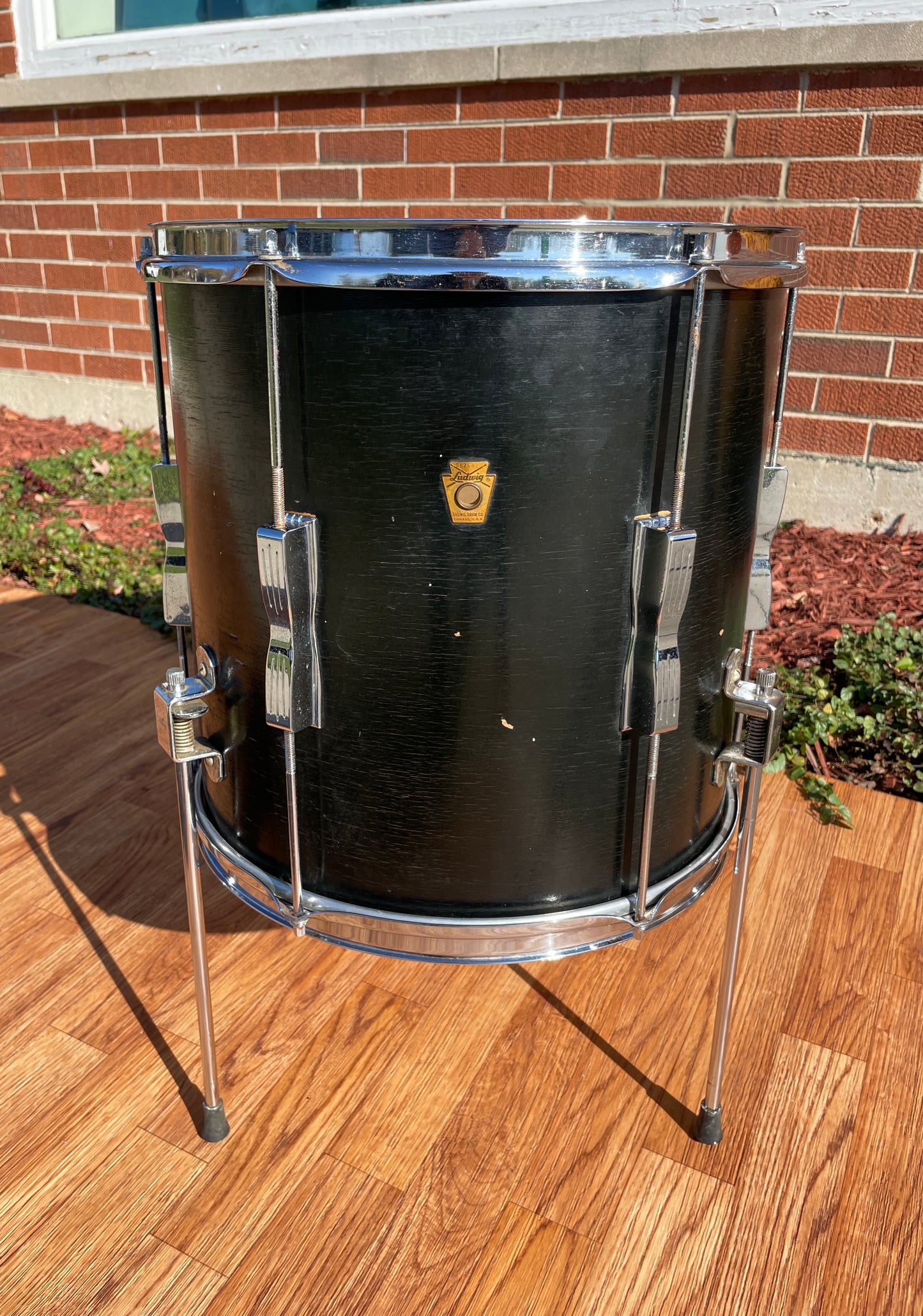 1968 Ludwig 14x14 Club Date Floor Tom Drum Single Black Lacquer