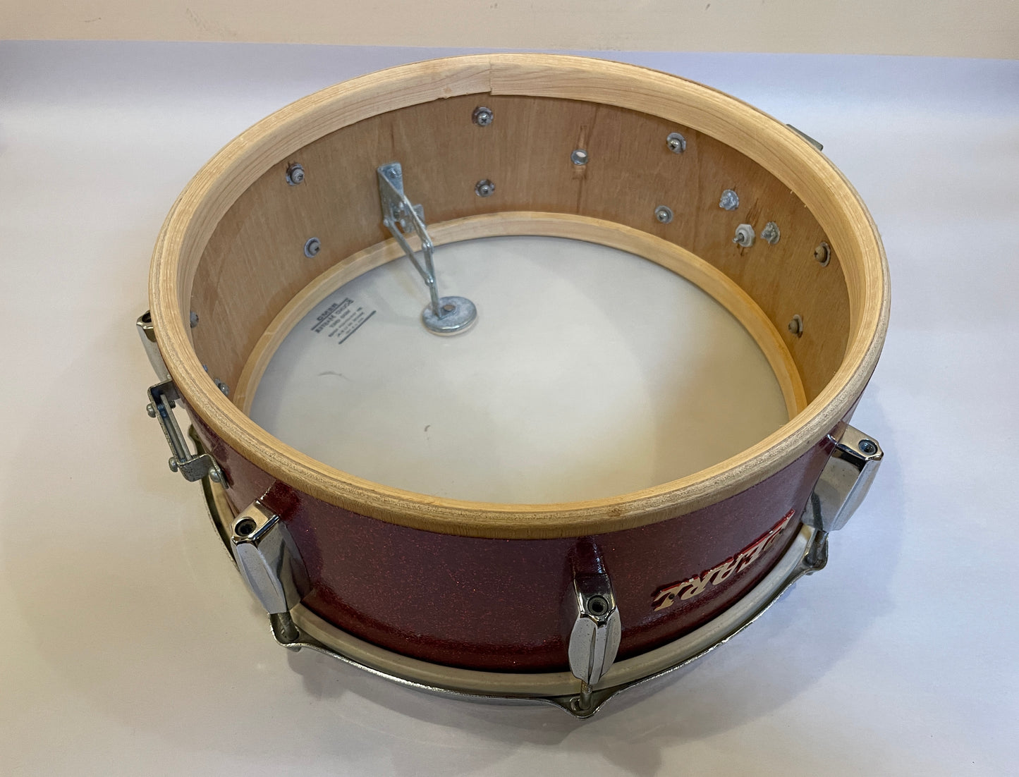 Vintage 1960s Pearl 5x14 Snare Drum Red Sparkle
