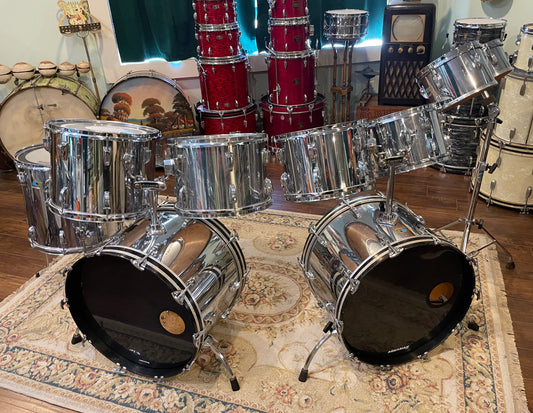 1979-80 Ludwig 9pc. Drum Set Chrome Over Wood *Video Demo*