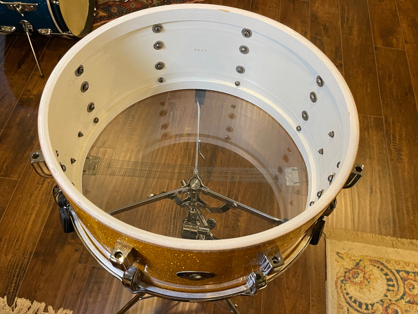 1955 Leedy & Ludwig 6.5x14 No. 400 Broadway Snare Drum "Sparkling Gold" Sparkle