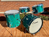 1960s Sonor Multi-Brilliant Teardrop Drum Set Turquoise Satin Flame Blue/Green 20/12/16/5x14 *Video Demo*