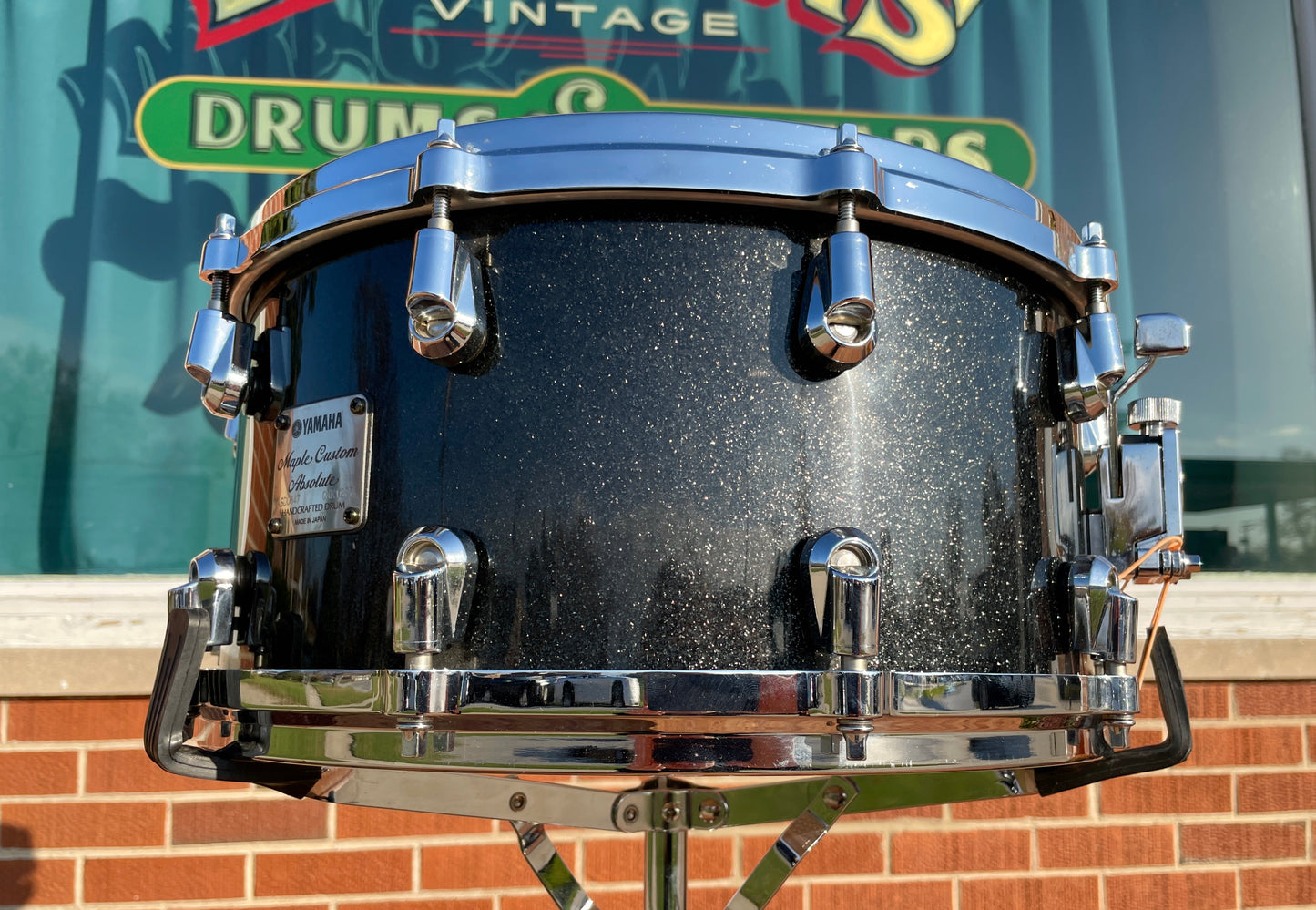 Yamaha 7x14 Maple Custom Absolute Snare Drum Black Sparkle MIJ