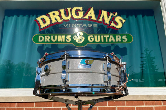 1970s/Early 1980s Ludwig 5x14 Rare Textured Gray Powder Coated Acrolite Snare Drum