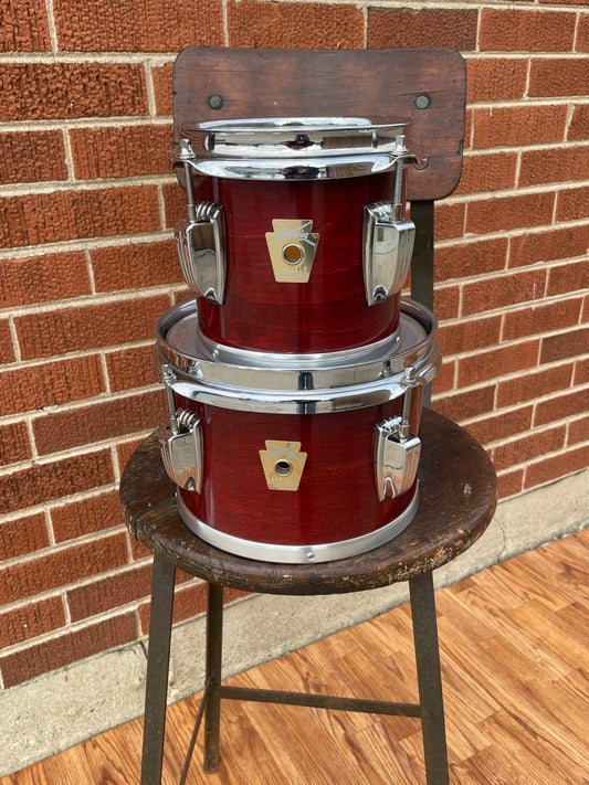 Mid-1980s Ludwig Concert Toms 6" & 8" Maple Shells Mahogany Finish