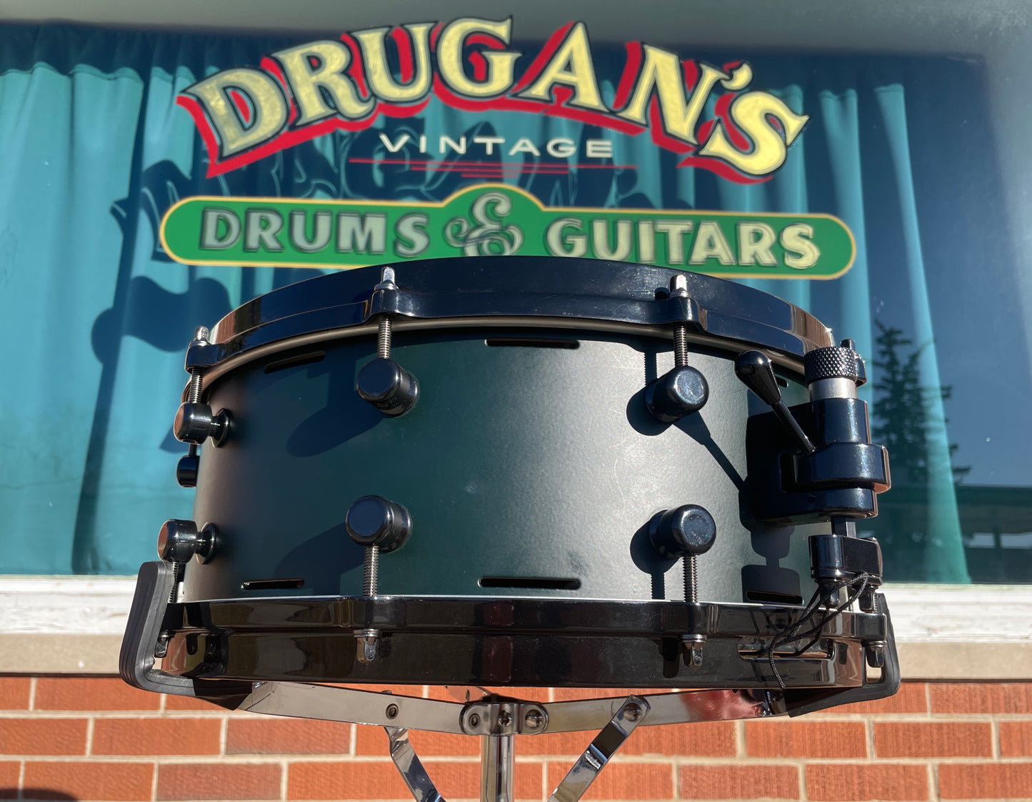 Trick 5x14 RPM Vented Aluminum Snare Drum Green & Black w/ GS007 Throw-Off