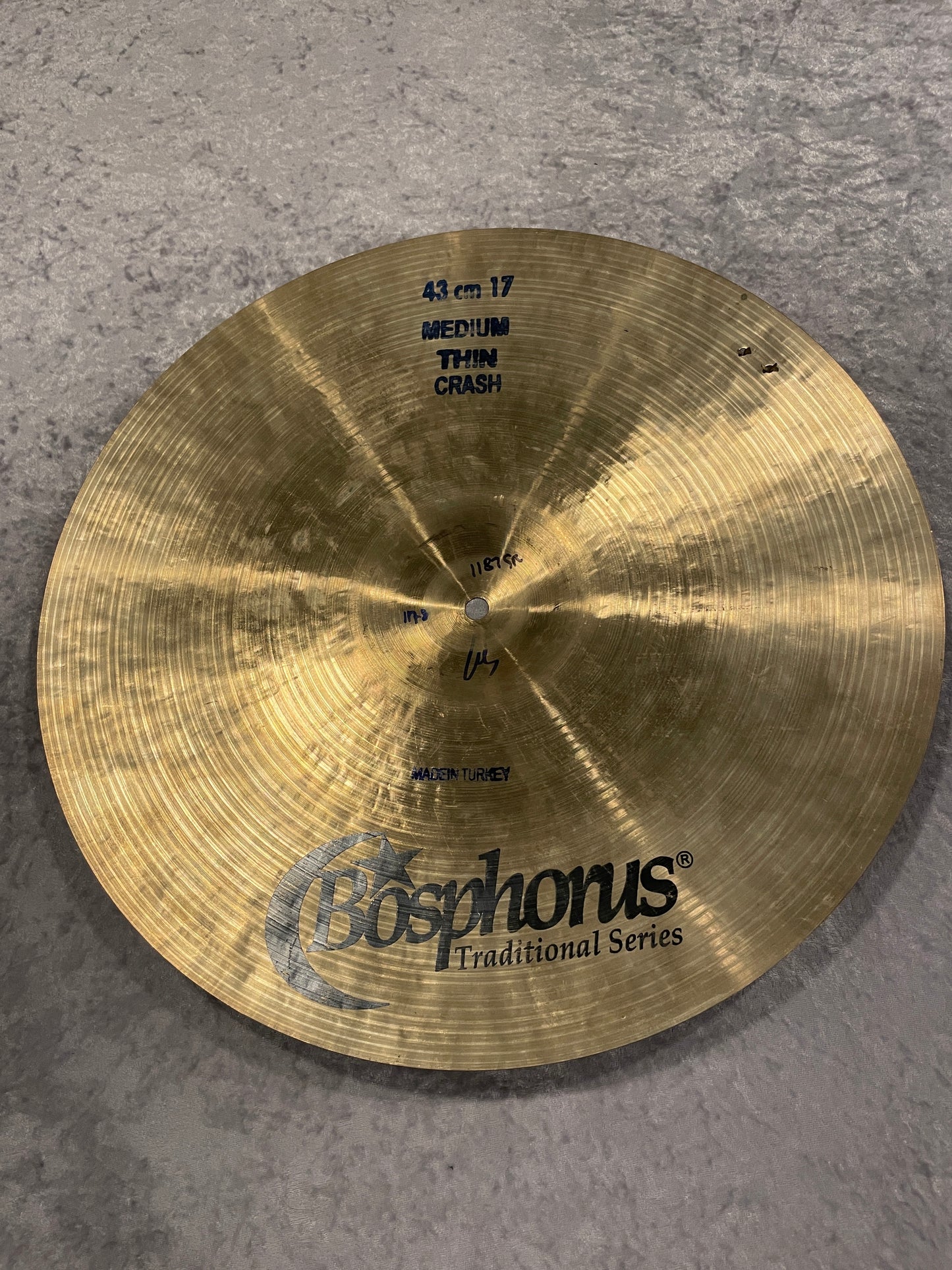 17" Bosphorus Traditional Series Medium Thin Crash Cymbal 1187g