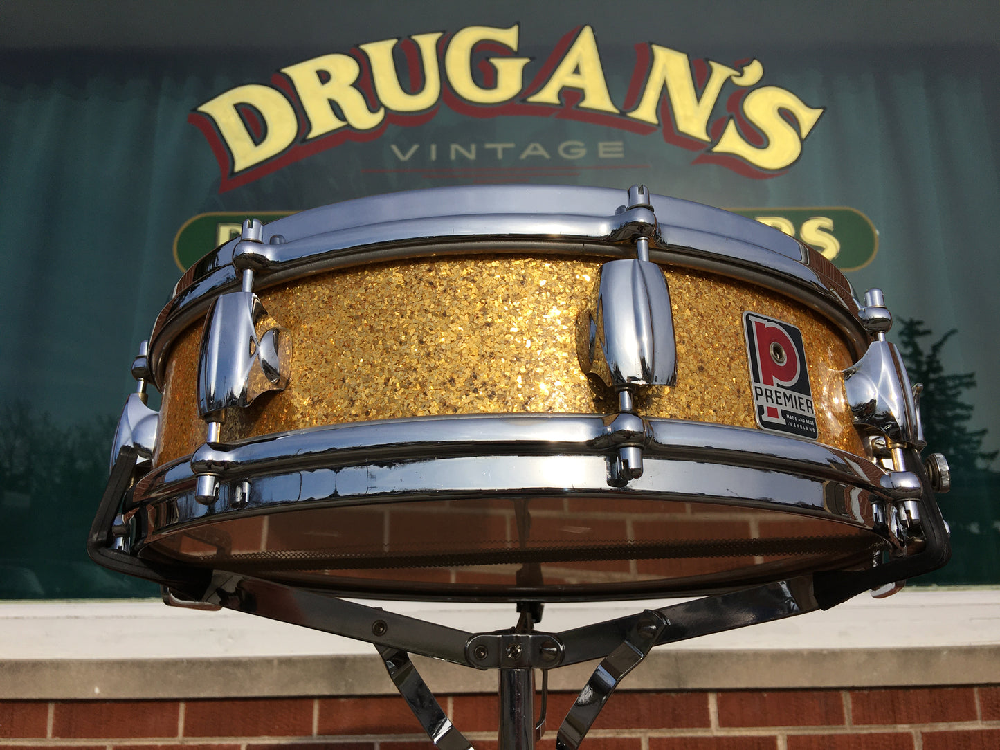 1960s Premier 4x14 Royal Ace 4 Snare Drum Gold Sparkle