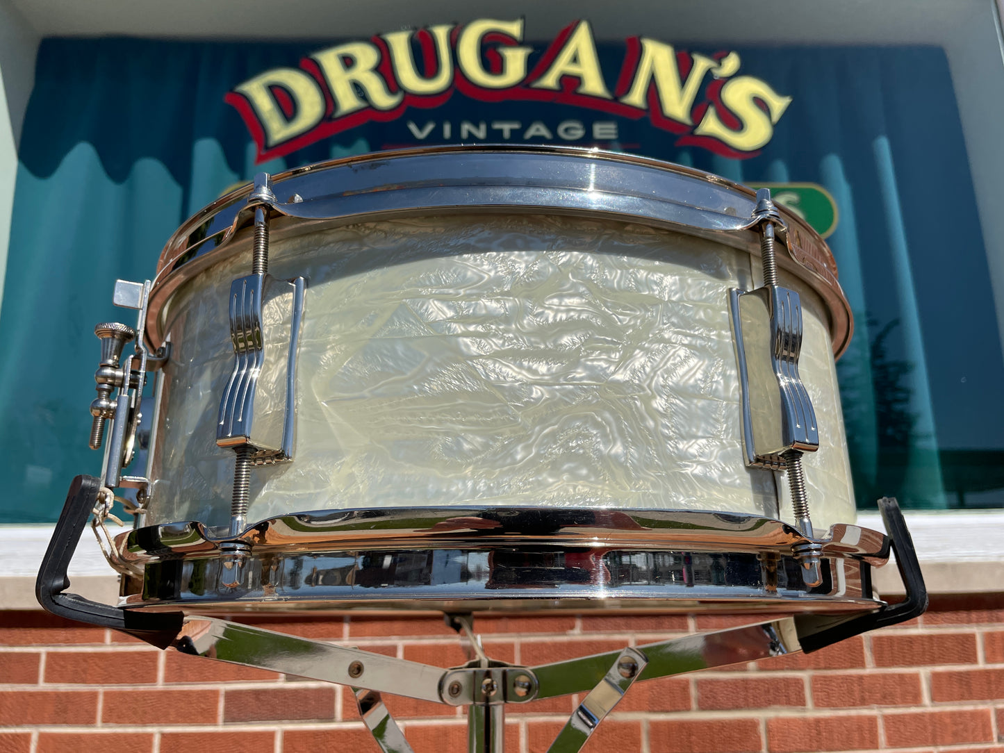 1965 Ludwig 5x14 Pioneer Snare Drum White Marine Pearl