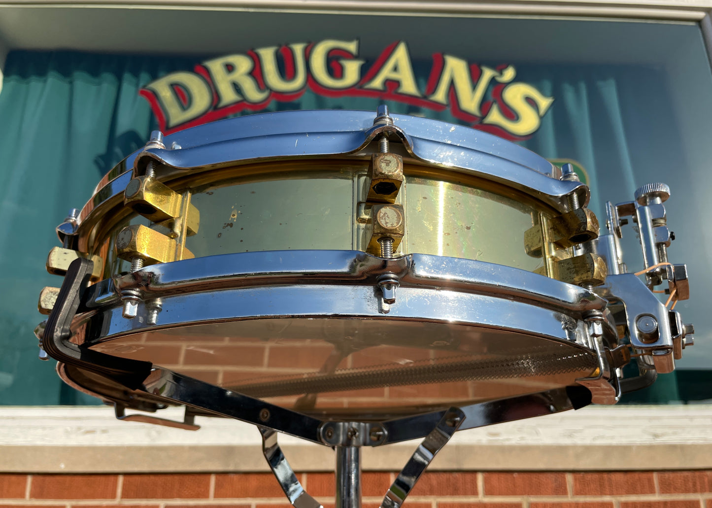 1980s Yamaha SD493 3.5x14 Brass Piccolo Snare Drum 10-Lug