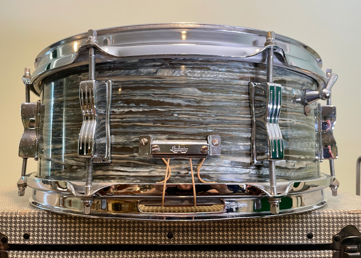 1966 Ludwig 5x14 Jazz Festival Snare Drum Oyster Blue Pearl