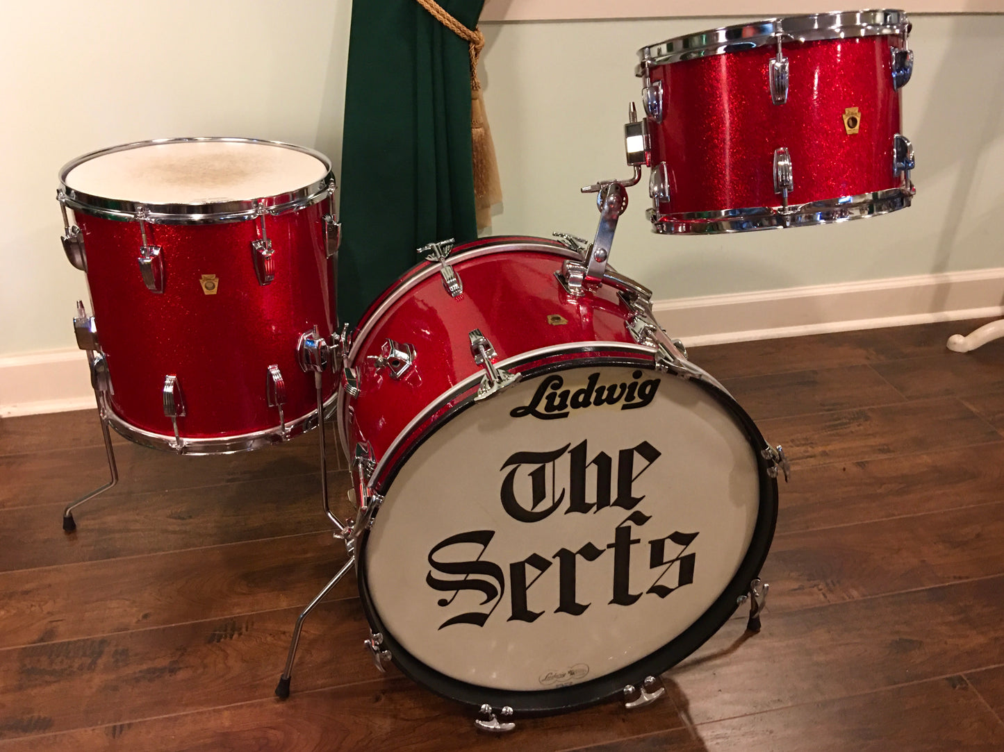 1965 Ludwig Down Beat Drum Set - Red Sparkle 20/12/14