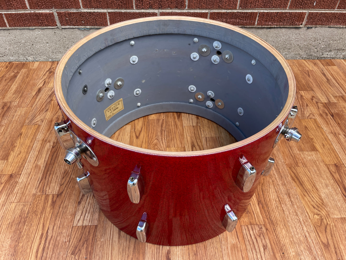 1960s Rogers 14x20 Holiday Bass Drum Single Sparkling Red Pearl Cleveland Glass Glitter Sparkle