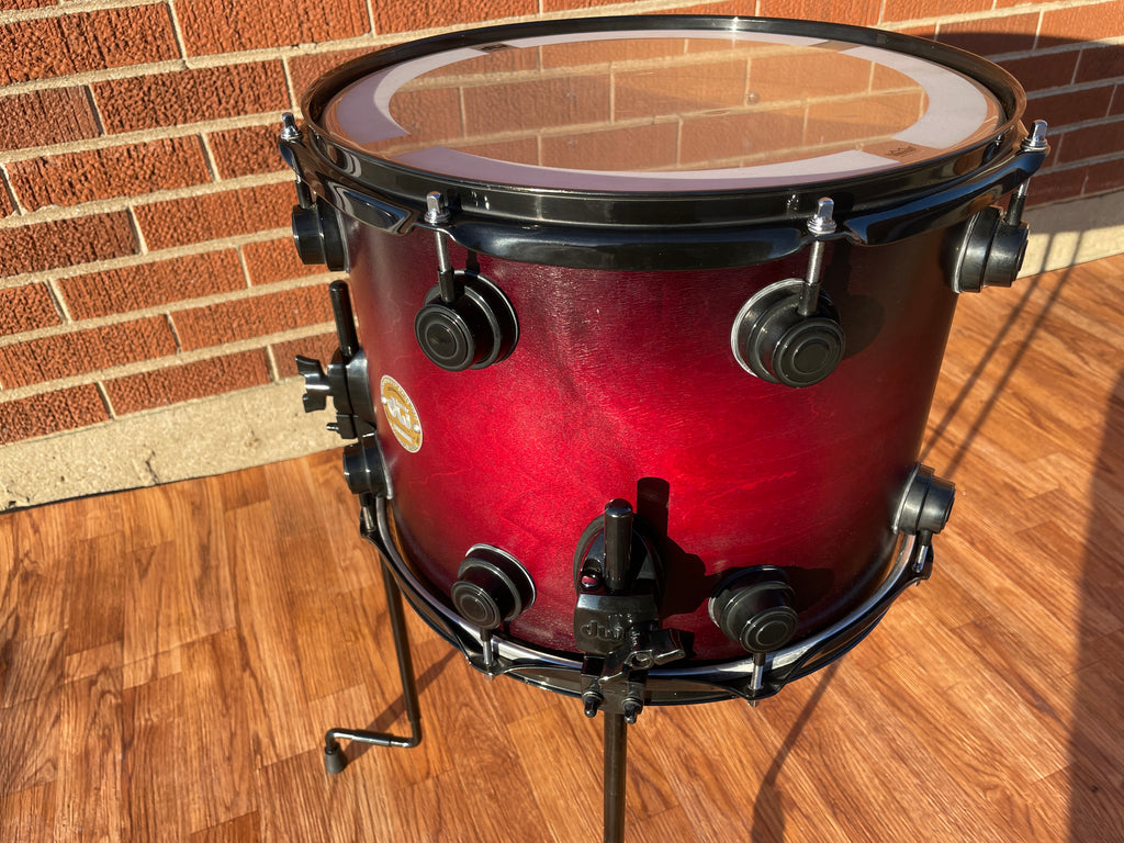 DW Collector's Series 11x14 Floor Tom Drum Single RedBlack Fade Burst