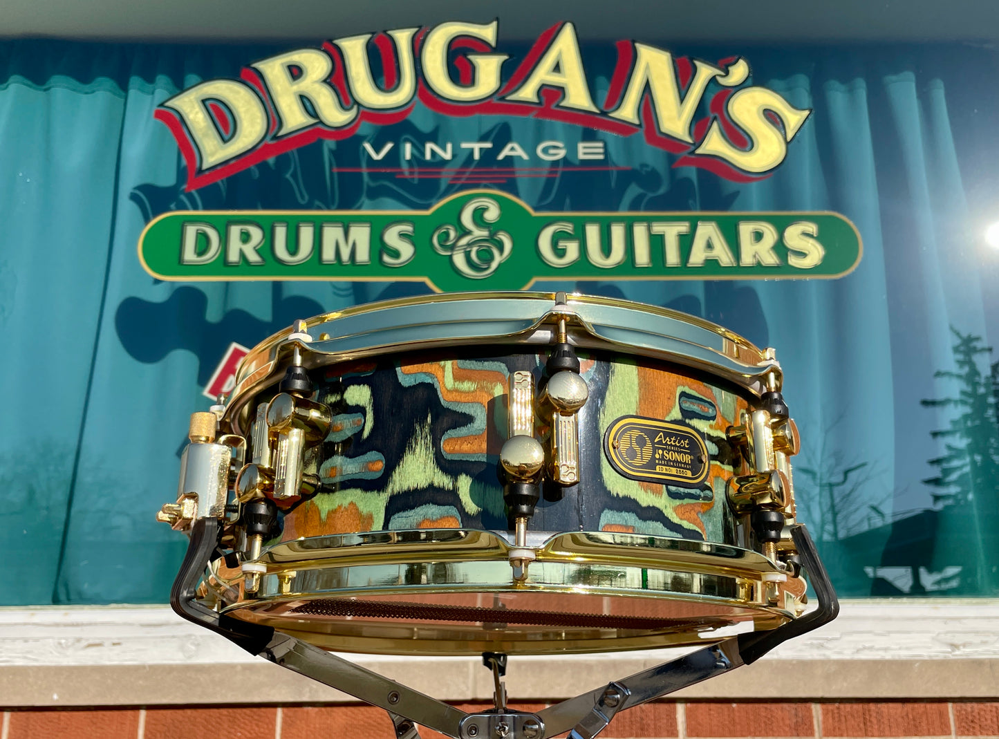 Sonor Artist Series 5x13 Snare Drum Earth Finish w/ Gold Hardware Jojo Mayer 27-Ply Beech Shell