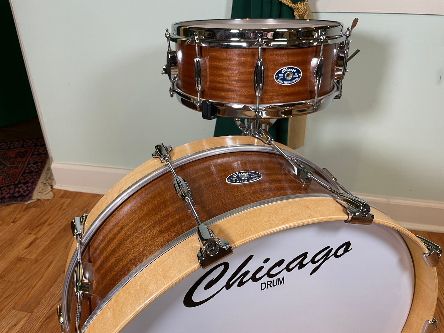 Chicago Drum 8x22 Bass Drum & 5.5x14 Snare Drum Mahogany/Poplar Tung Oil Finish
