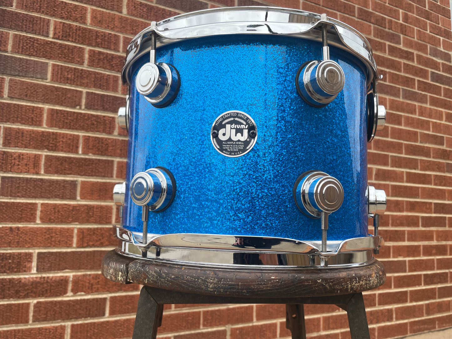 DW 9x12 Tom Drum Single Blue Sparkle Drum Workshop