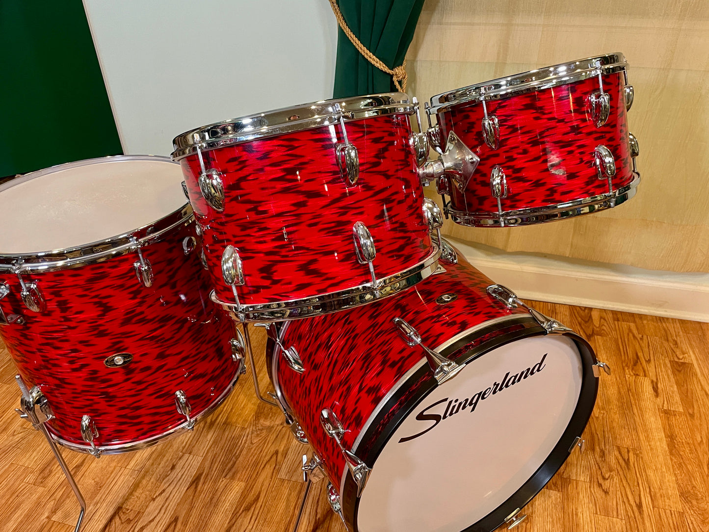 1960s Slingerland Red Tiger Drum Set 20/12/13/16