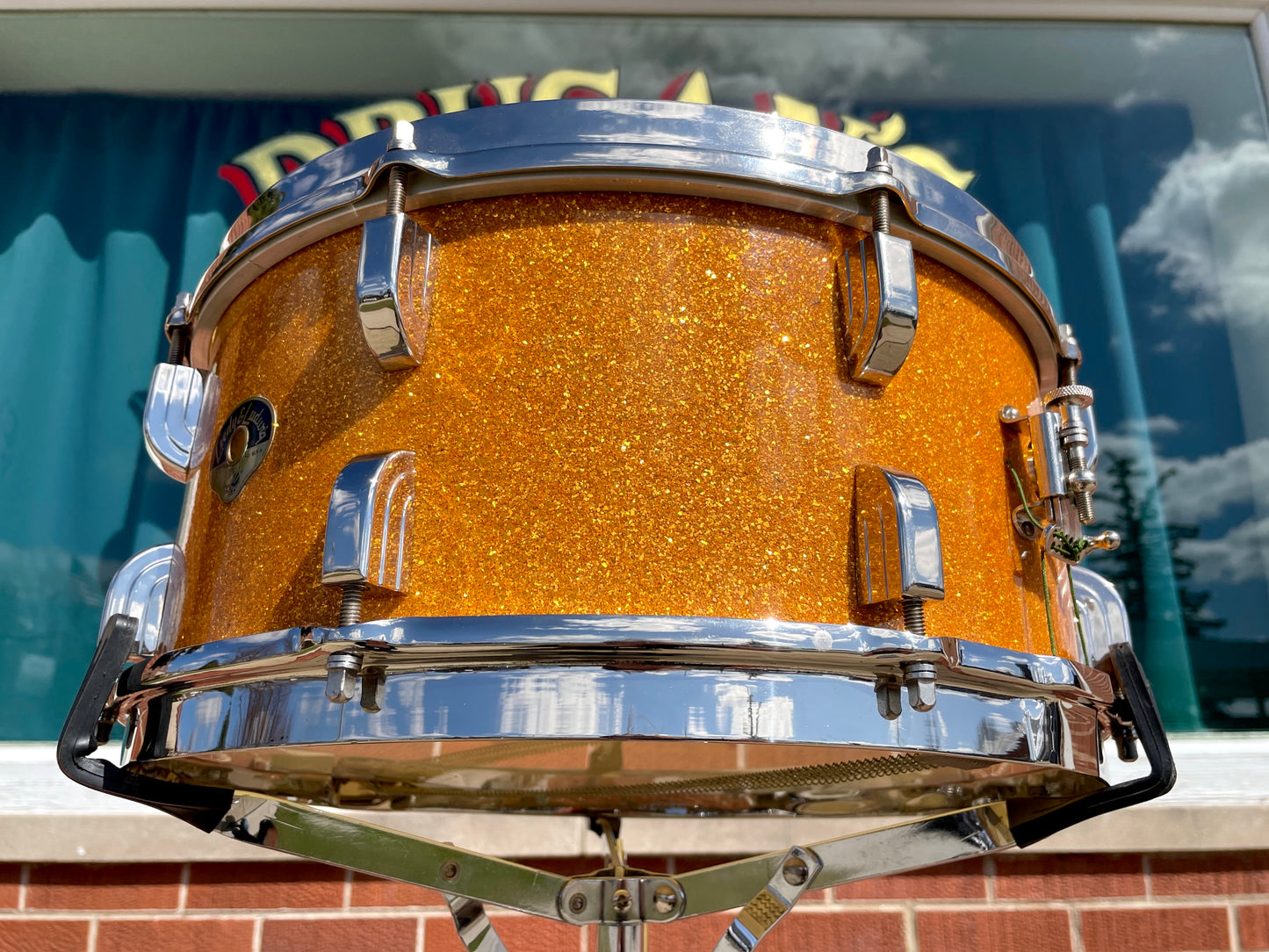 1955 Leedy & Ludwig 6.5x14 No. 400 Broadway Snare Drum "Sparkling Gold" Sparkle