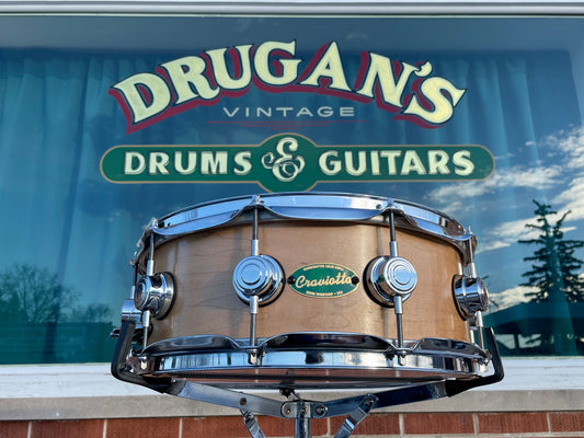 2003 DW Craviotto 5x14 Solid Shell Satin Natural Maple Snare Drum Workshop