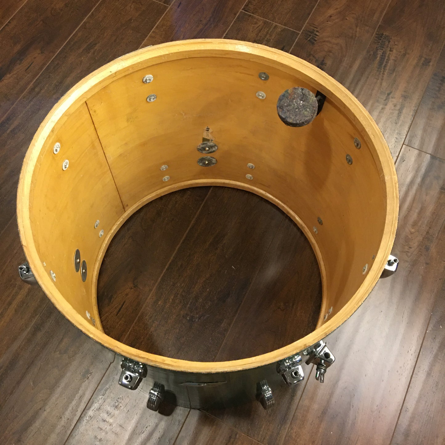 Early 1970s Ludwig 16x18 Floor Tom Drum Green Sparkle Rewrap