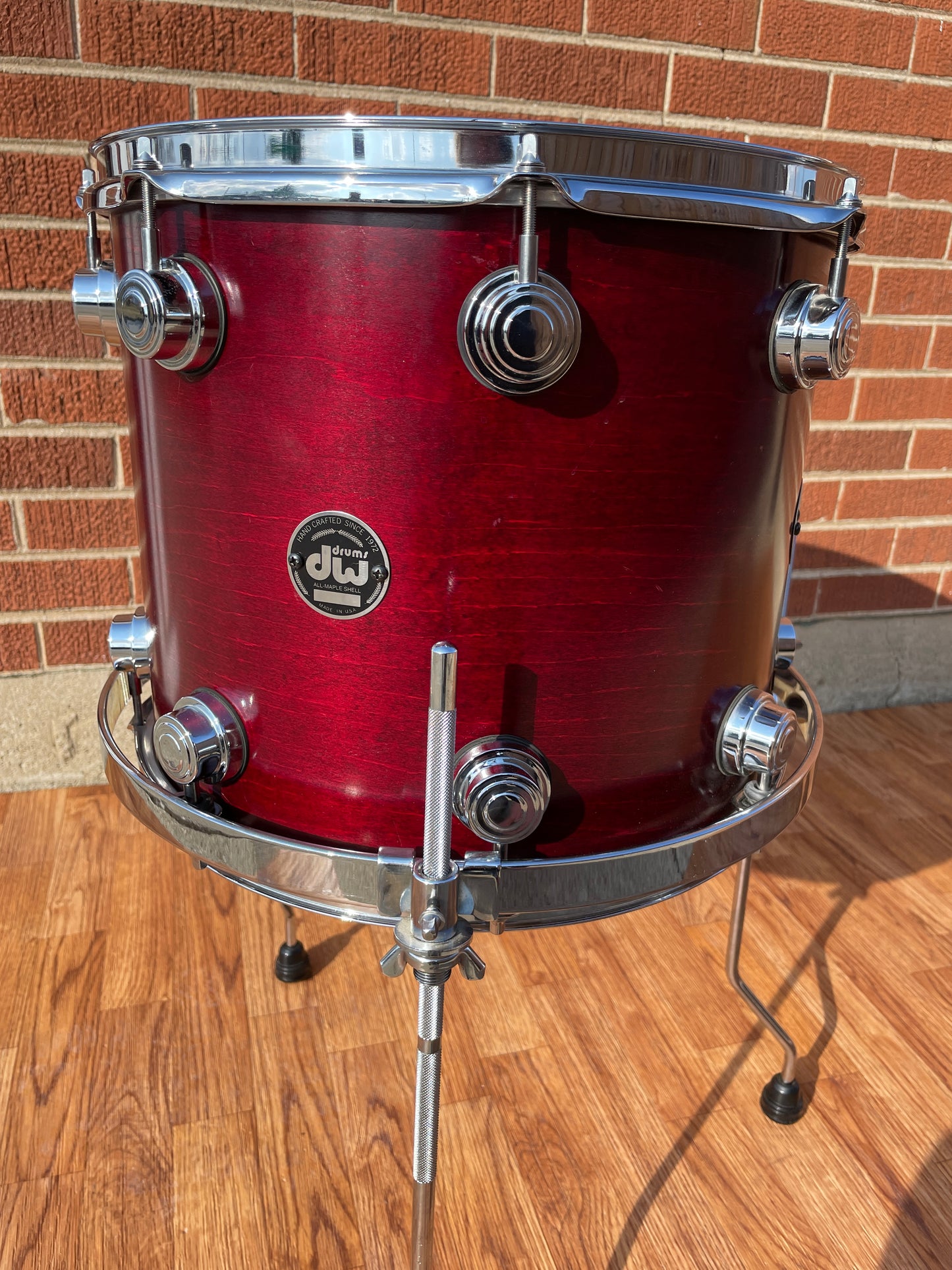 DW 12x14 Floor Tom Single Drum Cherry Satin Oil Drum Workshop