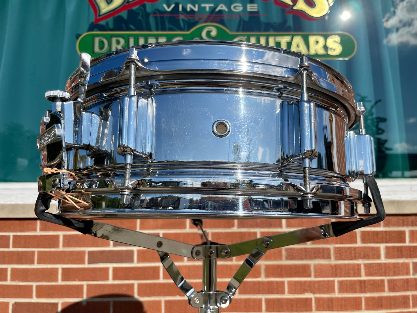 1960s Rogers 5x14 Powertone Snare Drum Chrome Over Brass Dayton COB