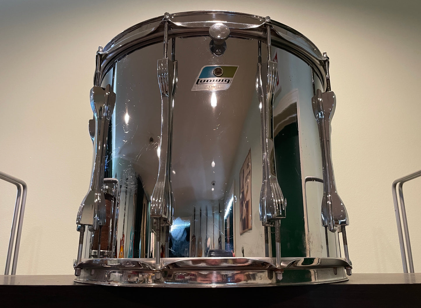 1970s Ludwig 12x15 Tom Drum Stainless Steel Mach