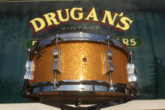 1964 Ludwig 5.5x14 Super Classic 8 Lug Snare Drum Gold Sparkle