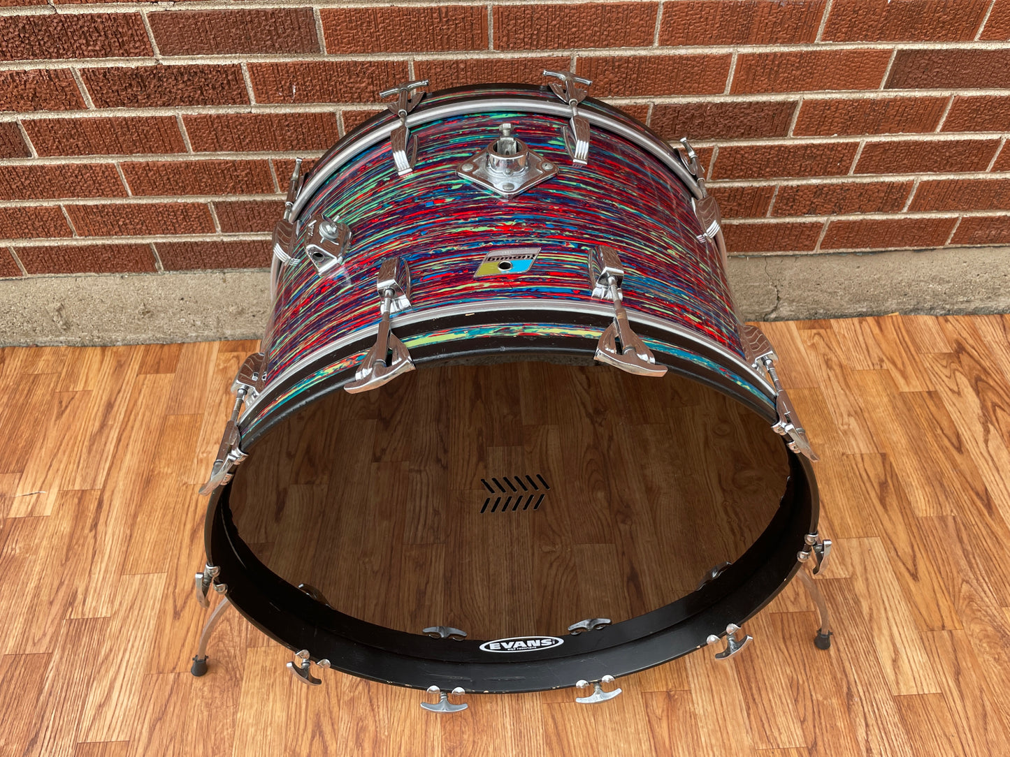 1970s Ludwig 14x22 Bass Drum Psychedelic Red