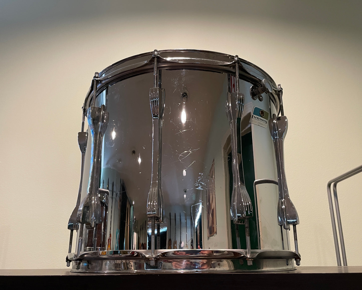 1970s Ludwig 12x15 Tom Drum Stainless Steel Mach