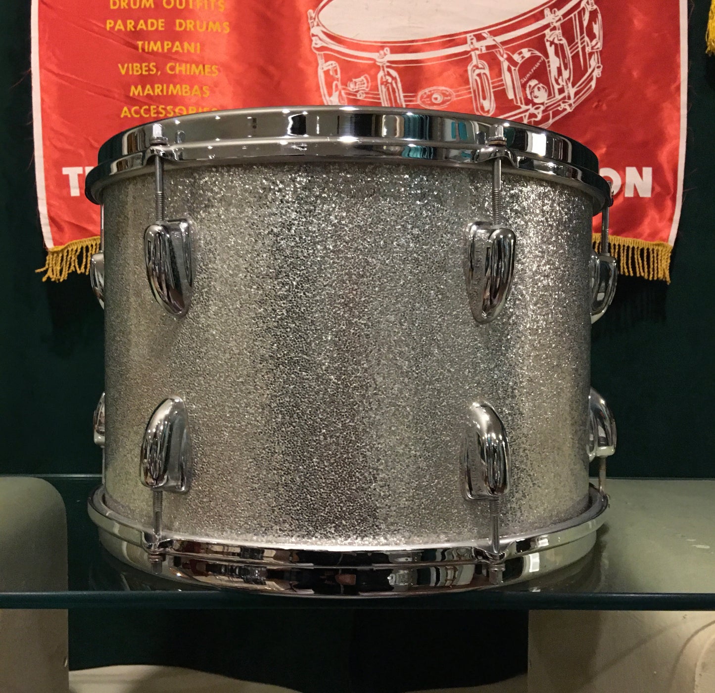 1965 Slingerland 9x13 Tom Drum Silver Sparkle