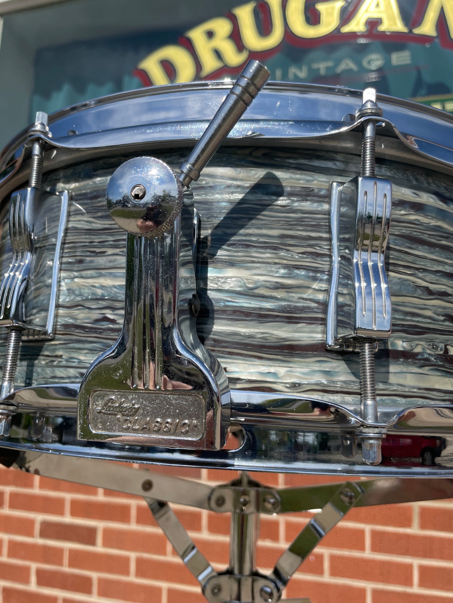 1968 Ludwig 5x14 Super Classic Snare Drum Oyster Blue Pearl