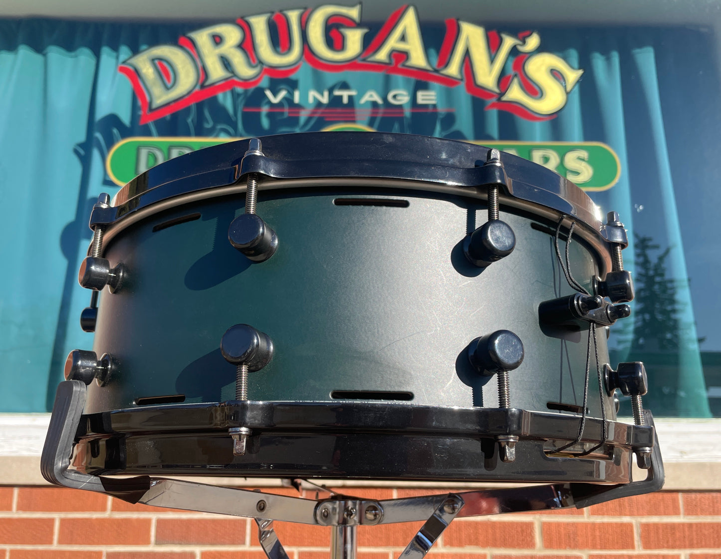 Trick 5x14 RPM Vented Aluminum Snare Drum Green & Black w/ GS007 Throw-Off